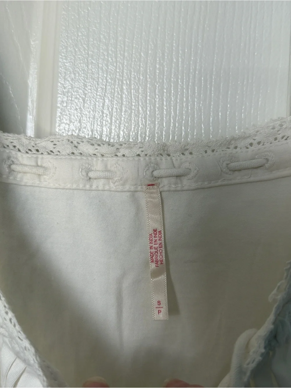Free People Lace-Trim White Peasant Crop Top. Sz s